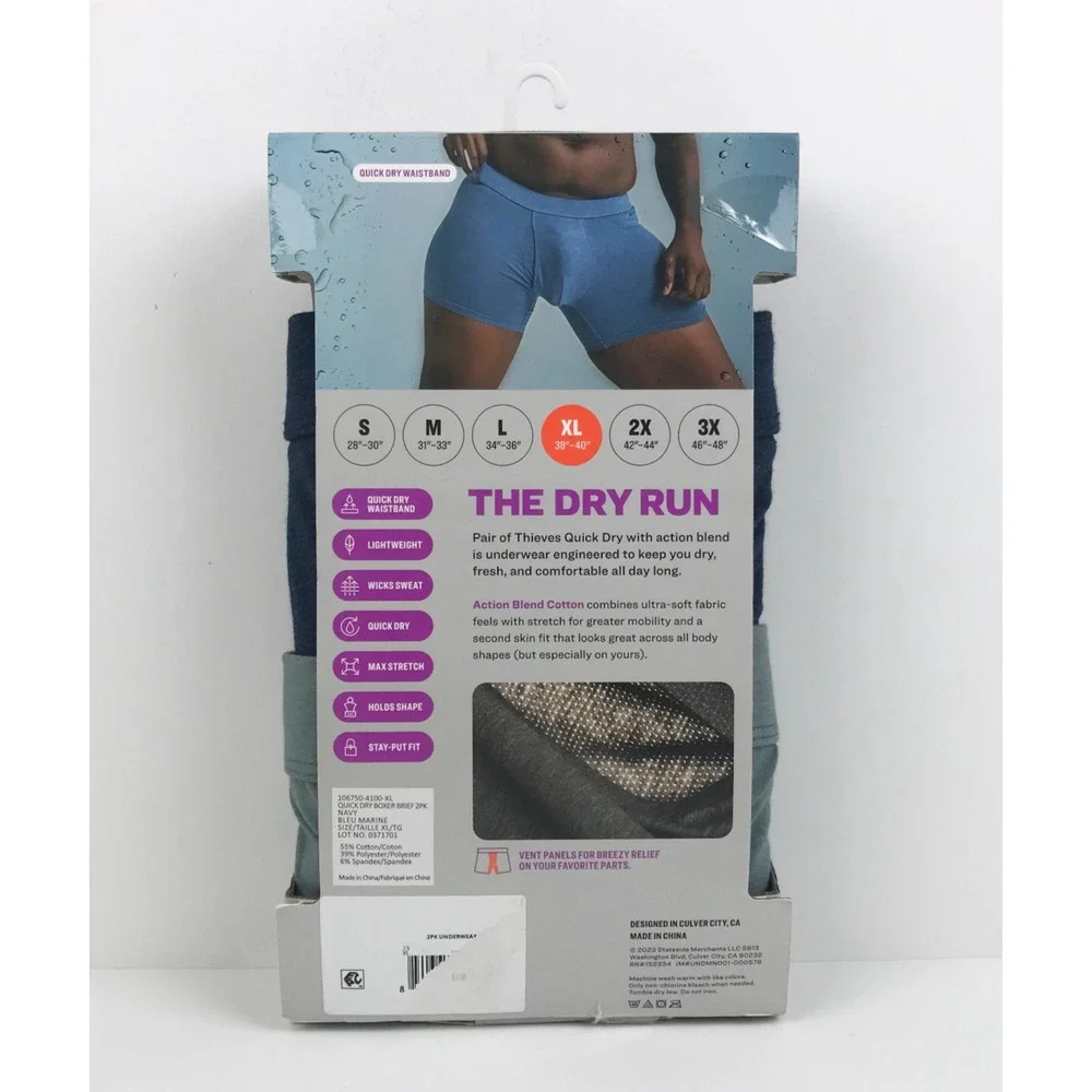 Pair of Thieves Quick Dry Action Blend Cotton Boxer Briefs 2 Pack Size XL